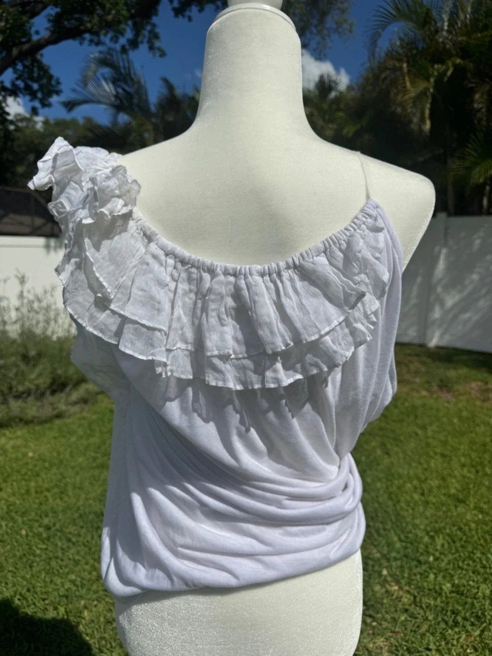 Elizabeth and James Draped One-Shoulder Ruffle Women's Top - Picture 6 of 8